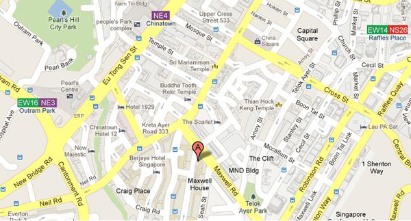 Map to HUB9 Singapore Office